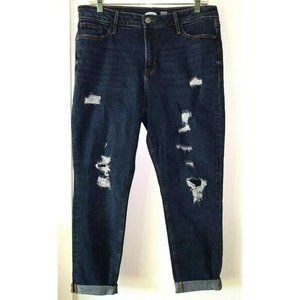 OLD NAVY 31/12 Dark Wash Cropped Rockstar High Rise Super Skinny Distressed Jean